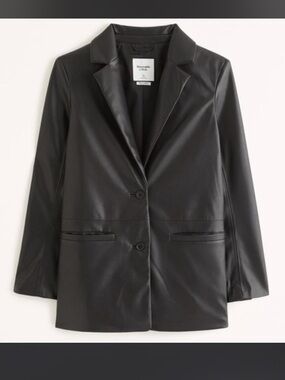 Black Faux Leather Blazer